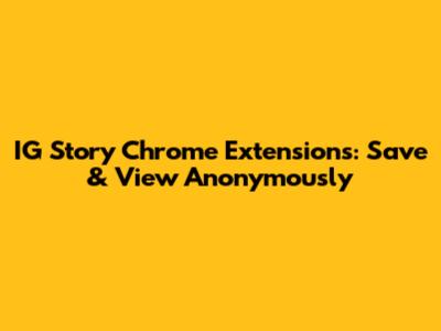 IG Story Chrome Extensions: Save & View Anonymously