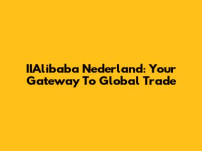 IIAlibaba Nederland: Your Gateway To Global Trade