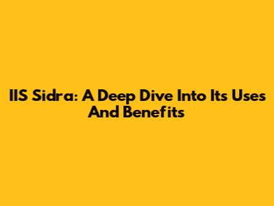 IIS Sidra: A Deep Dive Into Its Uses And Benefits