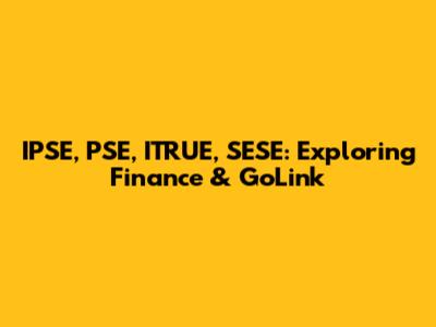 IPSE, PSE, ITRUE, SESE: Exploring Finance & GoLink