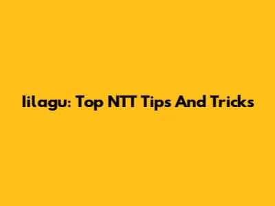 Iilagu: Top NTT Tips And Tricks