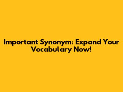 Important Synonym: Expand Your Vocabulary Now!