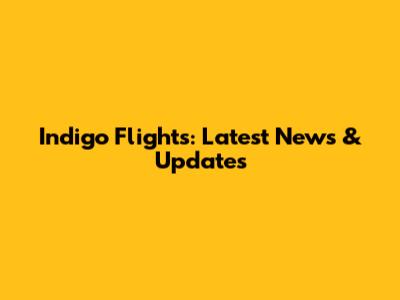 Indigo Flights: Latest News & Updates