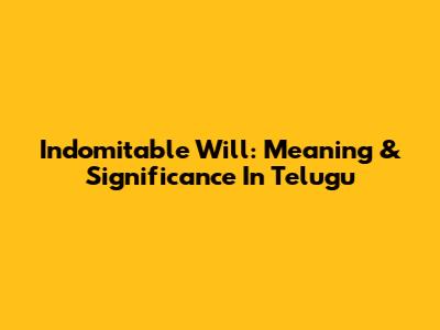 Indomitable Will: Meaning & Significance In Telugu