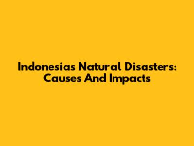 Indonesia's Natural Disasters: Causes And Impacts