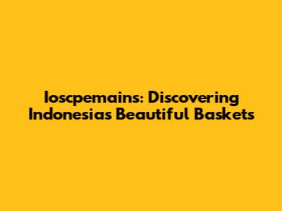 Ioscpemains: Discovering Indonesia's Beautiful Baskets