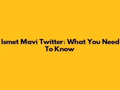 Ismet Mavi Twitter: What You Need To Know