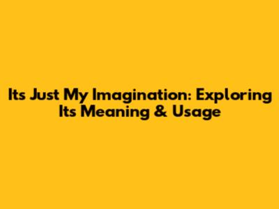 It's Just My Imagination: Exploring Its Meaning & Usage