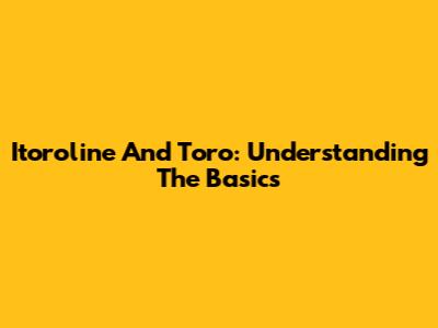 Itoroline And Toro: Understanding The Basics