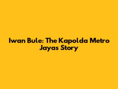 Iwan Bule: The Kapolda Metro Jaya's Story