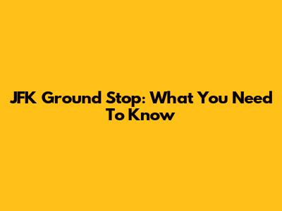 JFK Ground Stop: What You Need To Know