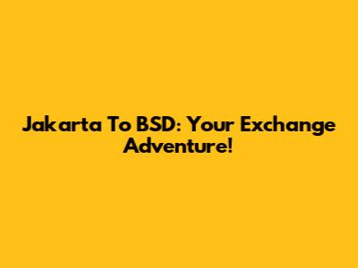 Jakarta To BSD: Your Exchange Adventure!