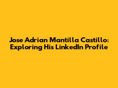 Jose Adrian Mantilla Castillo: Exploring His LinkedIn Profile