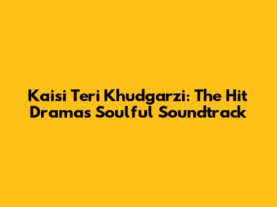 Kaisi Teri Khudgarzi: The Hit Drama's Soulful Soundtrack