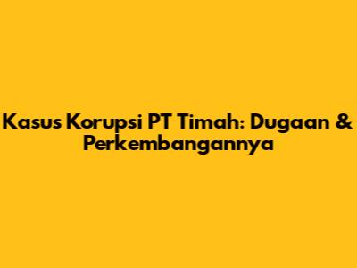 Kasus Korupsi PT Timah: Dugaan & Perkembangannya