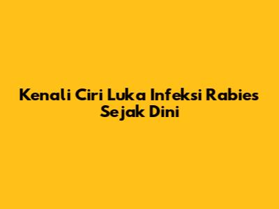 Kenali Ciri Luka Infeksi Rabies Sejak Dini