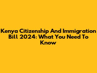 Kenya Citizenship And Immigration Bill 2024: What You Need To Know