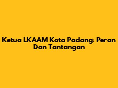 Ketua LKAAM Kota Padang: Peran Dan Tantangan