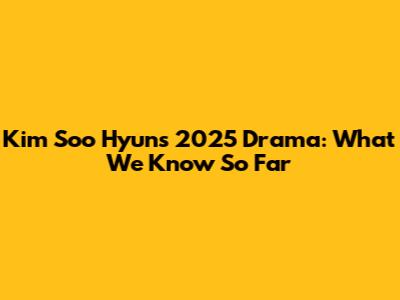 Kim Soo Hyun's 2025 Drama: What We Know So Far