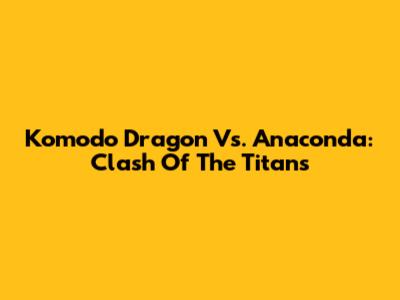Komodo Dragon Vs. Anaconda: Clash Of The Titans
