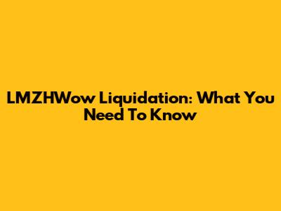LMZHWow Liquidation: What You Need To Know