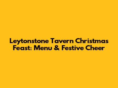 Leytonstone Tavern Christmas Feast: Menu & Festive Cheer