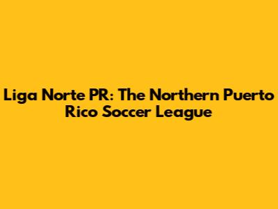 Liga Norte PR: The Northern Puerto Rico Soccer League