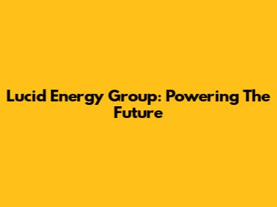 Lucid Energy Group: Powering The Future