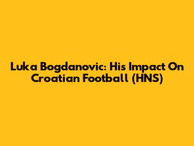 Luka Bogdanovic: His Impact On Croatian Football (HNS)