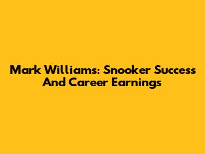 Mark Williams: Snooker Success And Career Earnings