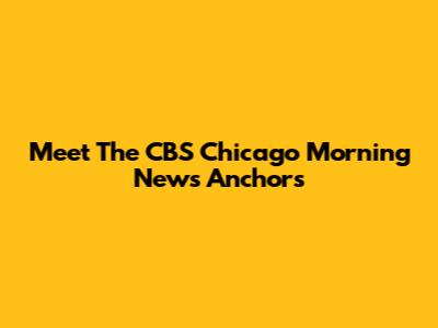 Meet The CBS Chicago Morning News Anchors