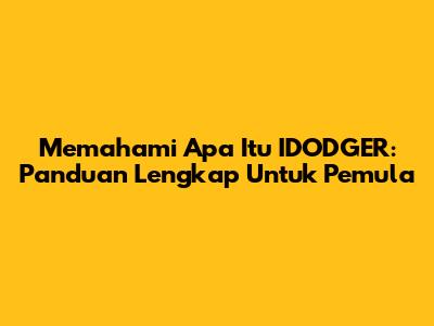 Memahami Apa Itu IDODGER: Panduan Lengkap Untuk Pemula