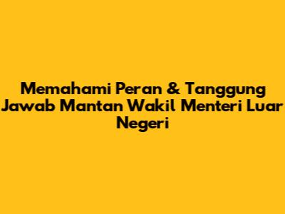 Memahami Peran & Tanggung Jawab Mantan Wakil Menteri Luar Negeri