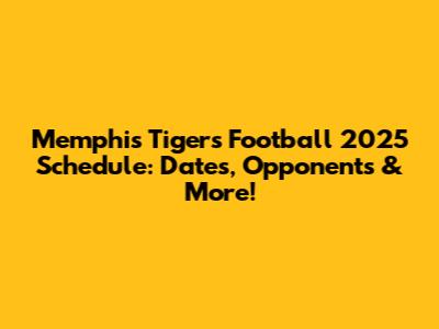 Memphis Tigers Football 2025 Schedule: Dates, Opponents & More!