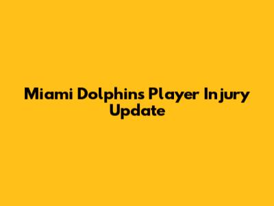 Miami Dolphins Player Injury Update