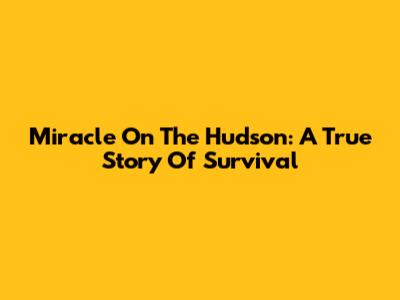 Miracle On The Hudson: A True Story Of Survival