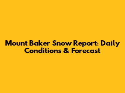 Mount Baker Snow Report: Daily Conditions & Forecast