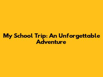 My School Trip: An Unforgettable Adventure