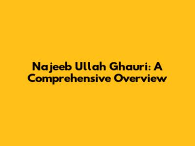 Najeeb Ullah Ghauri: A Comprehensive Overview
