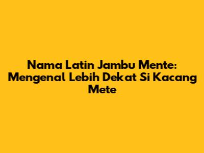 Nama Latin Jambu Mente: Mengenal Lebih Dekat Si Kacang Mete