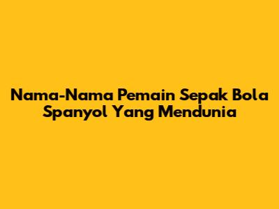 Nama-Nama Pemain Sepak Bola Spanyol Yang Mendunia