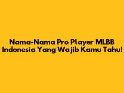 Nama-Nama Pro Player MLBB Indonesia Yang Wajib Kamu Tahu!