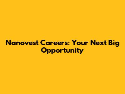 Nanovest Careers: Your Next Big Opportunity