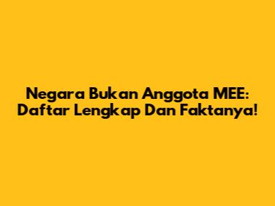 Negara Bukan Anggota MEE: Daftar Lengkap Dan Faktanya!