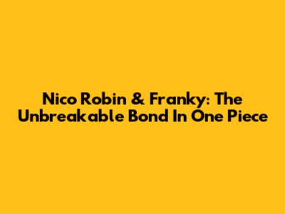 Nico Robin & Franky: The Unbreakable Bond In One Piece