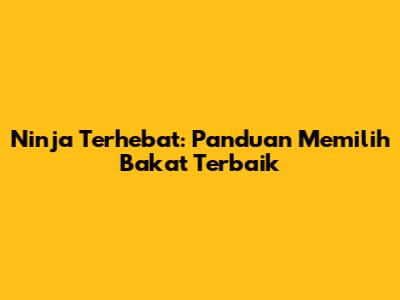 Ninja Terhebat: Panduan Memilih Bakat Terbaik