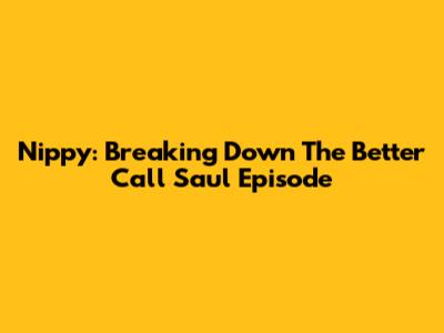 Nippy: Breaking Down The Better Call Saul Episode