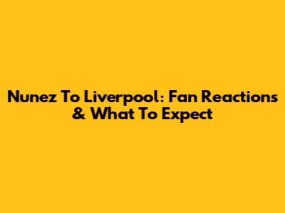 Nunez To Liverpool: Fan Reactions & What To Expect