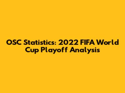 OSC Statistics: 2022 FIFA World Cup Playoff Analysis