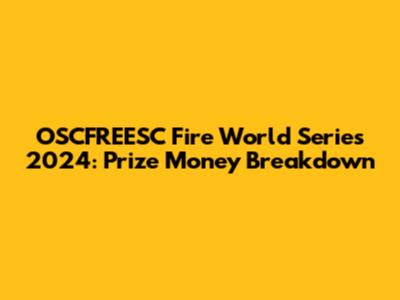 OSCFREESC Fire World Series 2024: Prize Money Breakdown